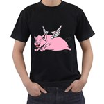 Flying Pig Men s T-Shirt (Black)