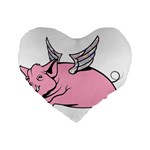 Flying Pig Standard 16  Premium Heart Shape Cushion 