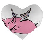 Flying Pig Large 19  Premium Heart Shape Cushion