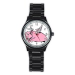 Flying Pig Stainless Steel Round Watch