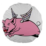 Flying Pig Large 18  Premium Flano Round Cushion 