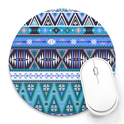 Abenaki Tribal Print from ArtsNow.com 8 x8  Round Mousepad - 1