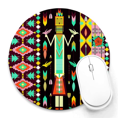 Absaroke Tribal Print from ArtsNow.com 8 x8  Round Mousepad - 1