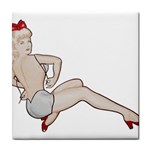 blonde Pinup Tile Coaster