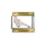 blonde Pinup Gold Trim Italian Charm (9mm)