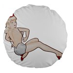 blonde Pinup Large 18  Premium Round Cushion 