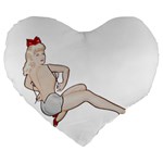 blonde Pinup Large 19  Premium Flano Heart Shape Cushion