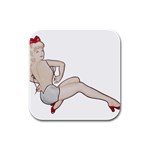 blonde Pinup Rubber Square Coaster (4 pack)