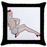 blonde Pinup Throw Pillow Case (Black)