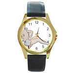 blonde Pinup Round Gold Metal Watch