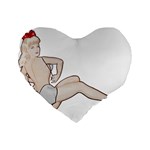 blonde Pinup Standard 16  Premium Flano Heart Shape Cushion 