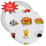 Kawaii Food 3  Button (100 pack)