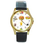 Kawaii Food Round Gold Metal Watch