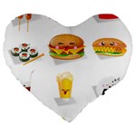 Kawaii Food Large 19  Premium Heart Shape Cushion