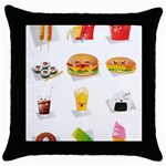 Kawaii Food Throw Pillow Case (Black)