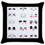 Kaomoji Throw Pillow Case (Black)