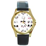 Kaomoji Round Gold Metal Watch