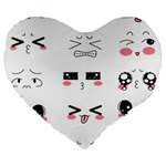 Kaomoji Large 19  Premium Heart Shape Cushion