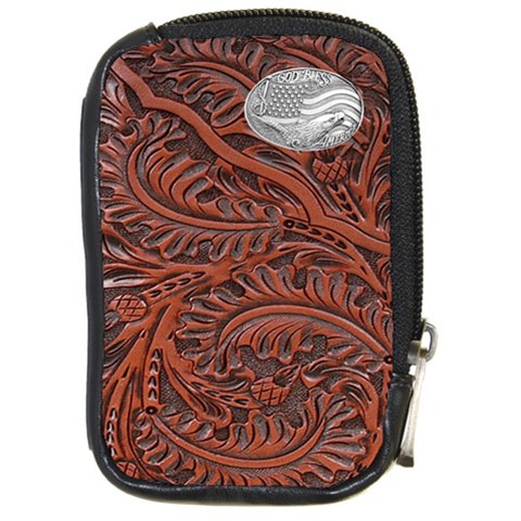 Worked leather with metal eagle and flag inlay from ArtsNow.com Front