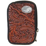 Worked leather with metal eagle and flag inlay