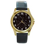 black white Stars Round Gold Metal Watch