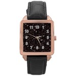 black white Stars Rose Gold Leather Watch 