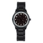 black white Stars Stainless Steel Round Watch