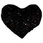 black white Stars Large 19  Premium Flano Heart Shape Cushion