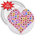 heart Emoji 3  Button (10 pack)