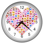 heart Emoji Wall Clock (Silver)