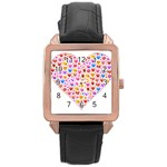 heart Emoji Rose Gold Leather Watch 