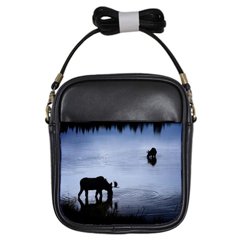 Moose in Peaceful Waters Girls Sling Bag from ArtsNow.com Front