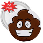 Emoji Poop 3  Button (100 pack)