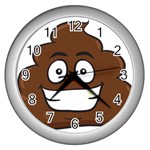 Emoji Poop Wall Clock (Silver)