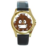 Emoji Poop Round Gold Metal Watch