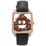 Emoji Poop Rose Gold Leather Watch 