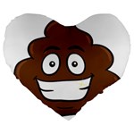 Emoji Poop Large 19  Premium Flano Heart Shape Cushion