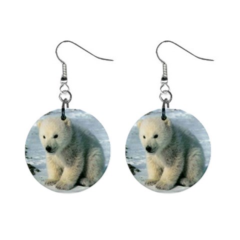 Polar Bear Cub 1  Button Earrings from ArtsNow.com Front