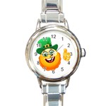 St patricks Emoji  Round Italian Charm Watch