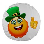 St patricks Emoji  Large 18  Premium Round Cushion 