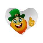 St patricks Emoji  Standard 16  Premium Heart Shape Cushion 