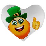 St patricks Emoji  Large 19  Premium Heart Shape Cushion