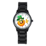 St patricks Emoji  Stainless Steel Round Watch