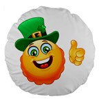 St patricks Emoji  Large 18  Premium Flano Round Cushion 