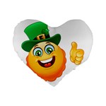 St patricks Emoji  Standard 16  Premium Flano Heart Shape Cushion 