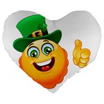 St patricks Emoji  Large 19  Premium Flano Heart Shape Cushion