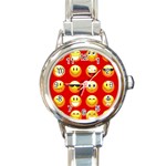 Red Emoji Round Italian Charm Watch