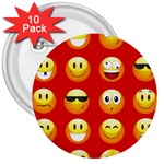 Red Emoji 3  Button (10 pack)