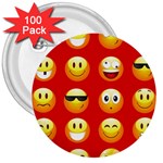 Red Emoji 3  Button (100 pack)