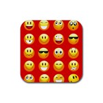 Red Emoji Rubber Coaster (Square)